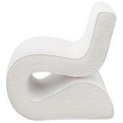 Silla curva sin brazos tapizada Ronea Boucle color crema