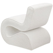 Silla curva sin brazos tapizada Ronea Boucle color crema