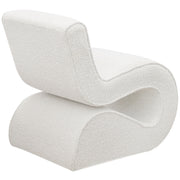 Silla curva sin brazos tapizada Ronea Boucle color crema