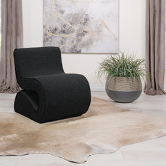 Silla curva sin brazos tapizada Ronea Boucle color crema