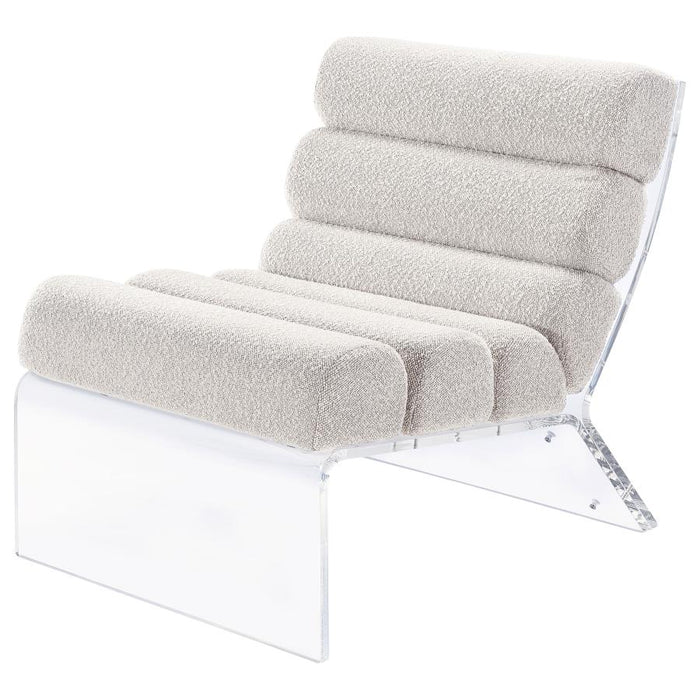 Serreta Boucle Upholstered Armless Accent Chair with Clear Acrylic Frame