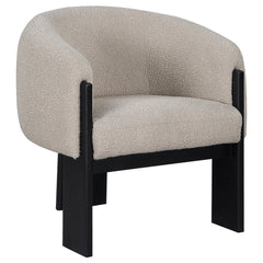 Silla decorativa Valdez Boucle con respaldo de barril tapizado en beige