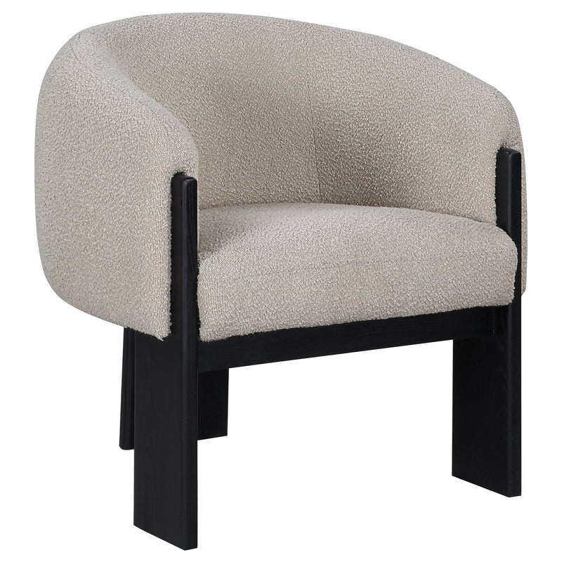 Silla decorativa Valdez Boucle con respaldo de barril tapizado en beige