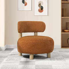 Silla decorativa Zonie Boucle con respaldo de barril tapizado en naranja