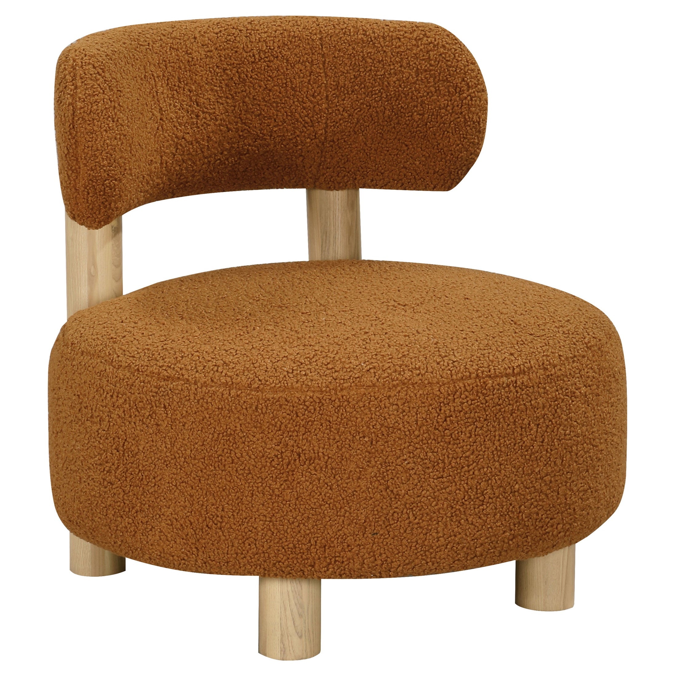 Silla decorativa Zonie Boucle con respaldo de barril tapizado en naranja