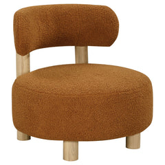 Silla decorativa Zonie Boucle con respaldo de barril tapizado en naranja