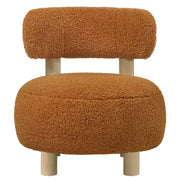 Silla decorativa Zonie Boucle con respaldo de barril tapizado en naranja