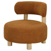 Silla decorativa Zonie Boucle con respaldo de barril tapizado en naranja