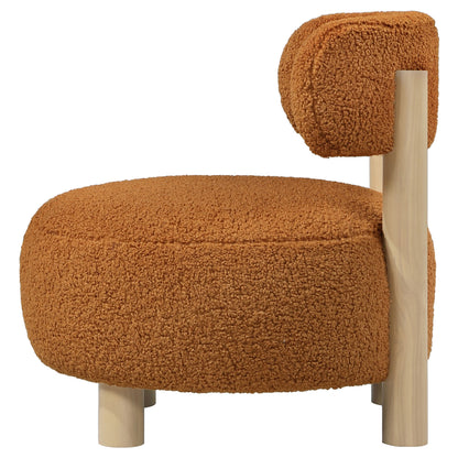 Silla decorativa Zonie Boucle con respaldo de barril tapizado en naranja