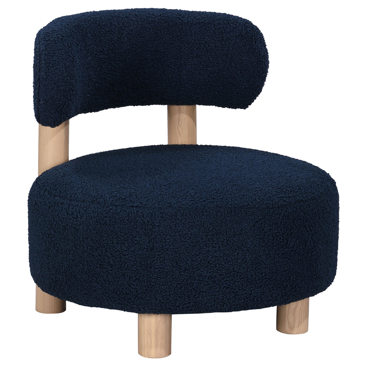 Silla decorativa Zonie Boucle con respaldo de barril tapizado en naranja