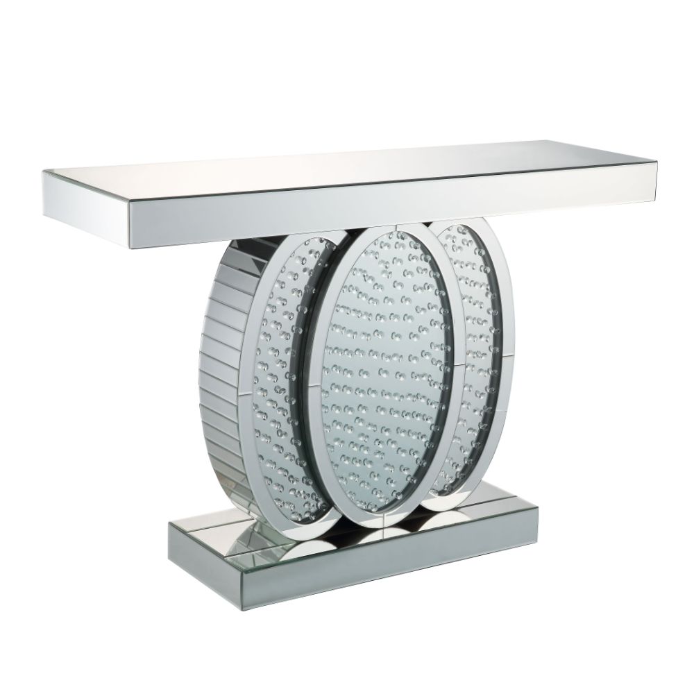 Mesa consola rectangular Nysa Glam con forma ovalada superpuesta