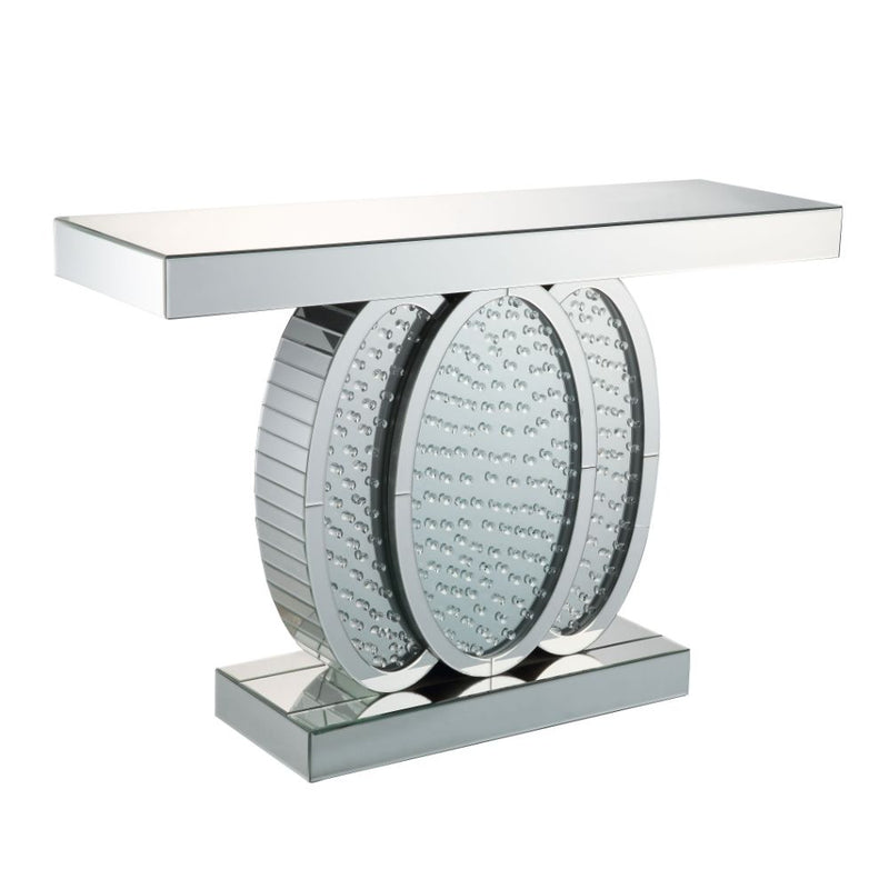 Mesa consola rectangular Nysa Glam con forma ovalada superpuesta