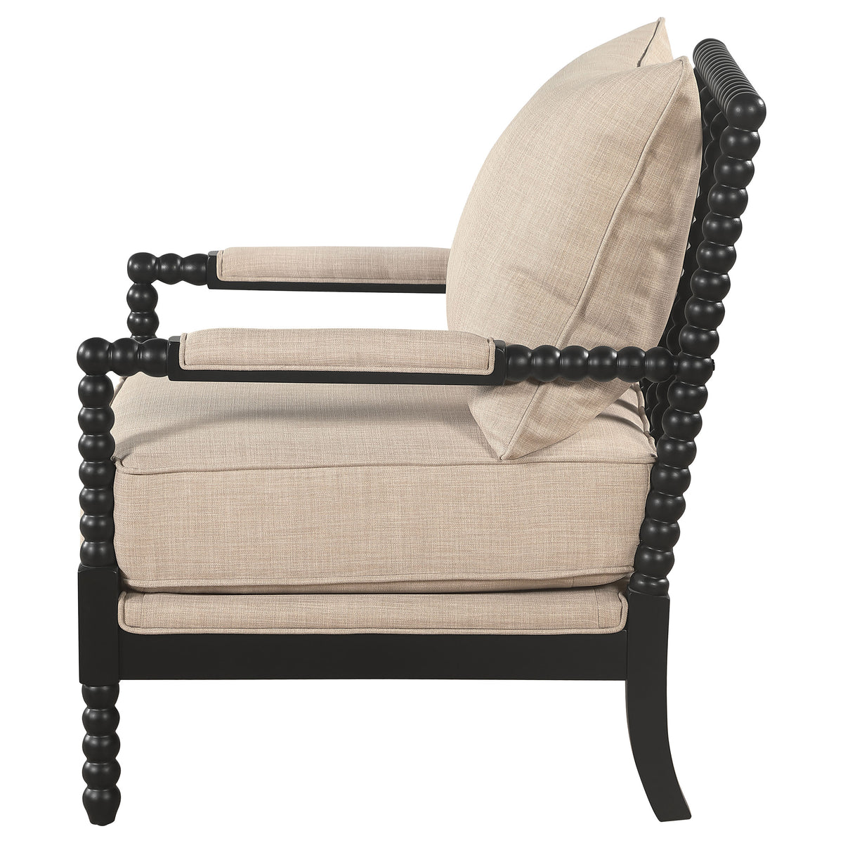 Blanchett Upholstered Bobbin Accent Chair Beige and Black