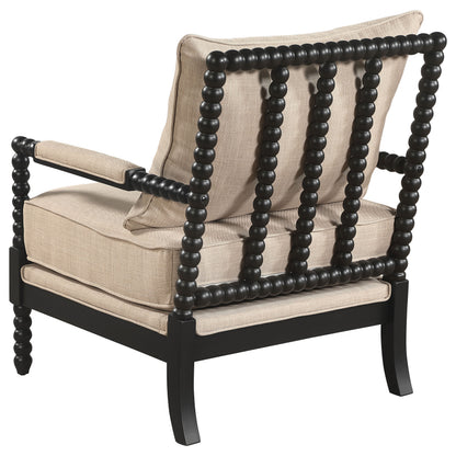 Blanchett Upholstered Bobbin Accent Chair Beige and Black