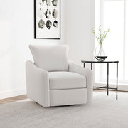Sillón giratorio con brazos inclinados tapizado Madia, color vainilla