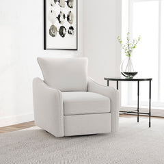Sillón giratorio con brazos inclinados tapizado Madia, color vainilla