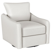 Sillón giratorio con brazos inclinados tapizado Madia, color vainilla