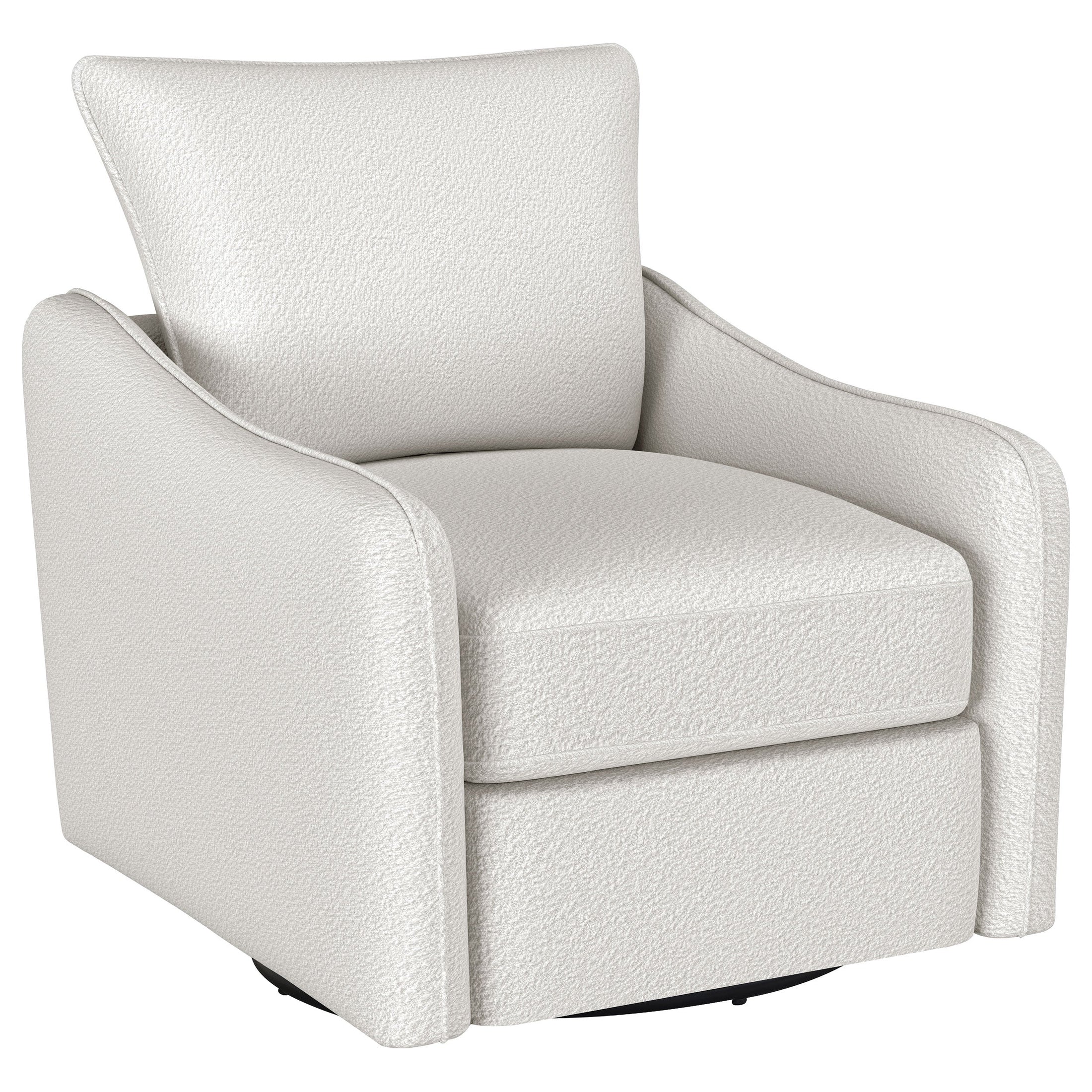 Sillón giratorio con brazos inclinados tapizado Madia, color vainilla