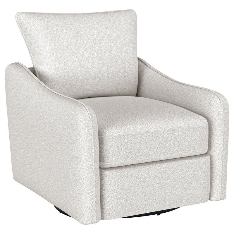 Sillón giratorio con brazos inclinados tapizado Madia, color vainilla