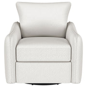 Sillón giratorio con brazos inclinados tapizado Madia, color vainilla