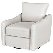 Sillón giratorio con brazos inclinados tapizado Madia, color vainilla
