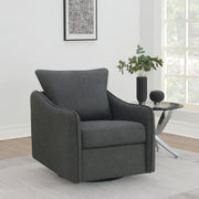 Sillón giratorio con brazos inclinados tapizado Madia, color vainilla