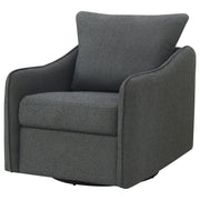 Sillón giratorio con brazos inclinados tapizado Madia, color vainilla