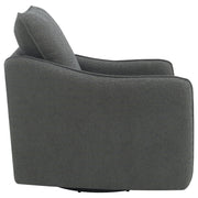 Sillón giratorio con brazos inclinados tapizado Madia, color vainilla