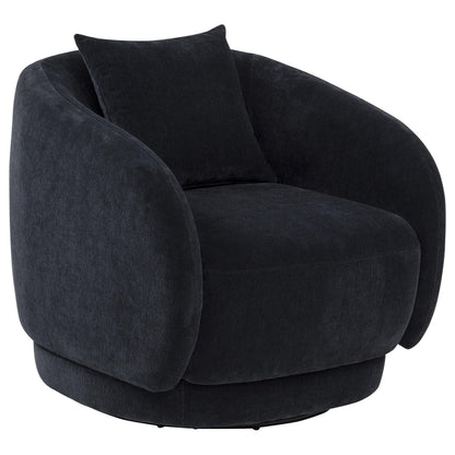 Arnaud Chenille Upholstered Swivel Accent Chair Navy