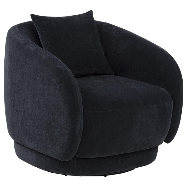 Arnaud Chenille Upholstered Swivel Accent Chair Navy