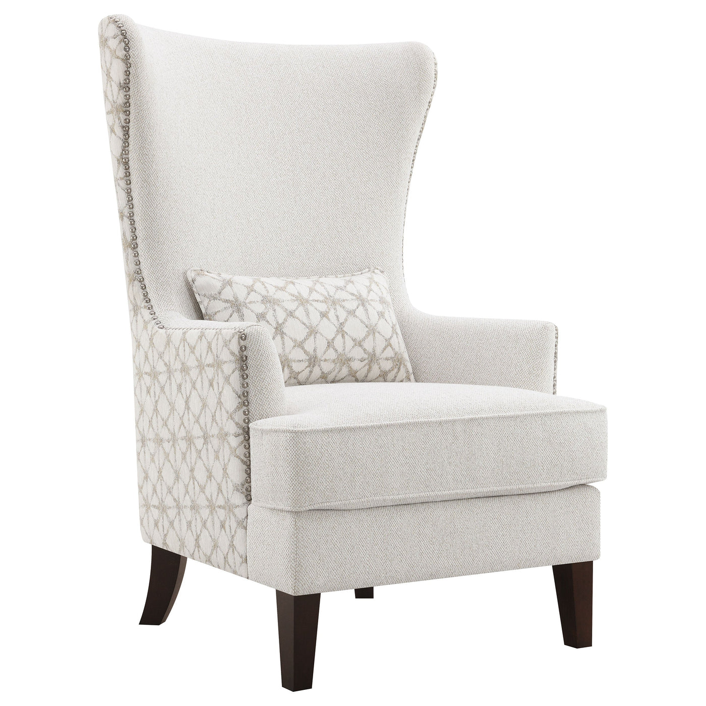 Sillón alto con respaldo alto tapizado Pippin, color Latte