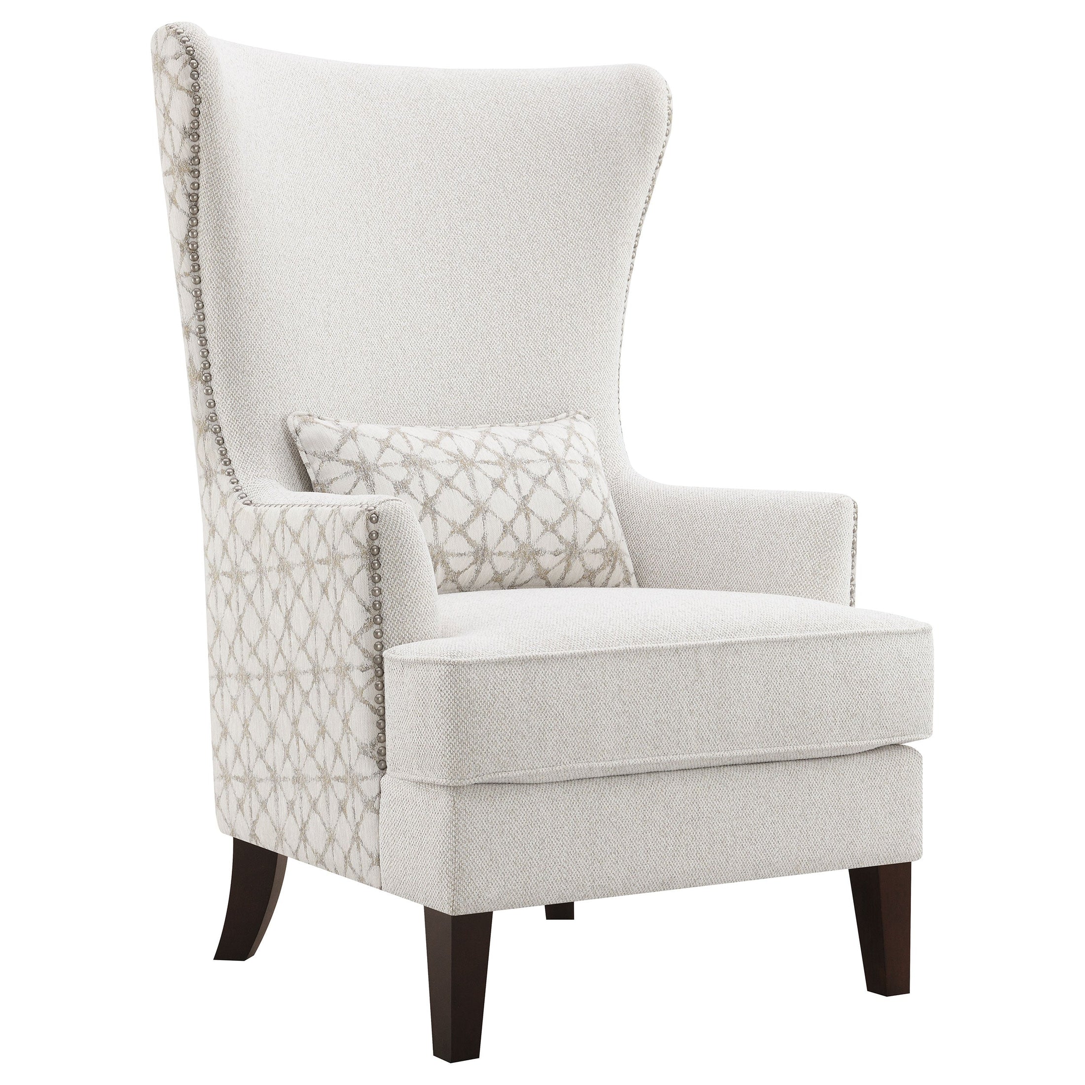 Sillón alto con respaldo alto tapizado Pippin, color Latte