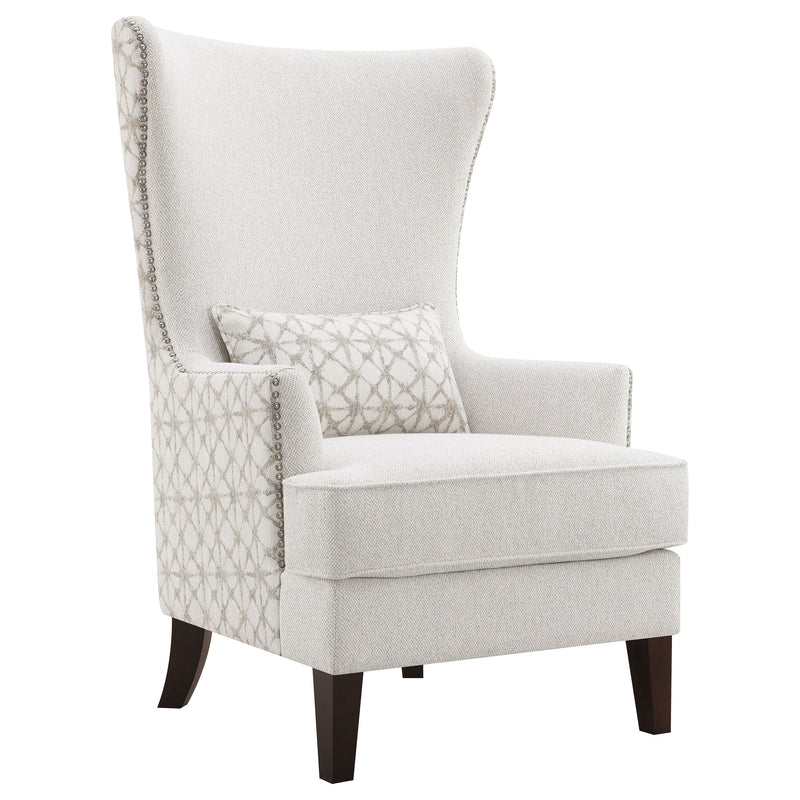 Sillón alto con respaldo alto tapizado Pippin, color Latte