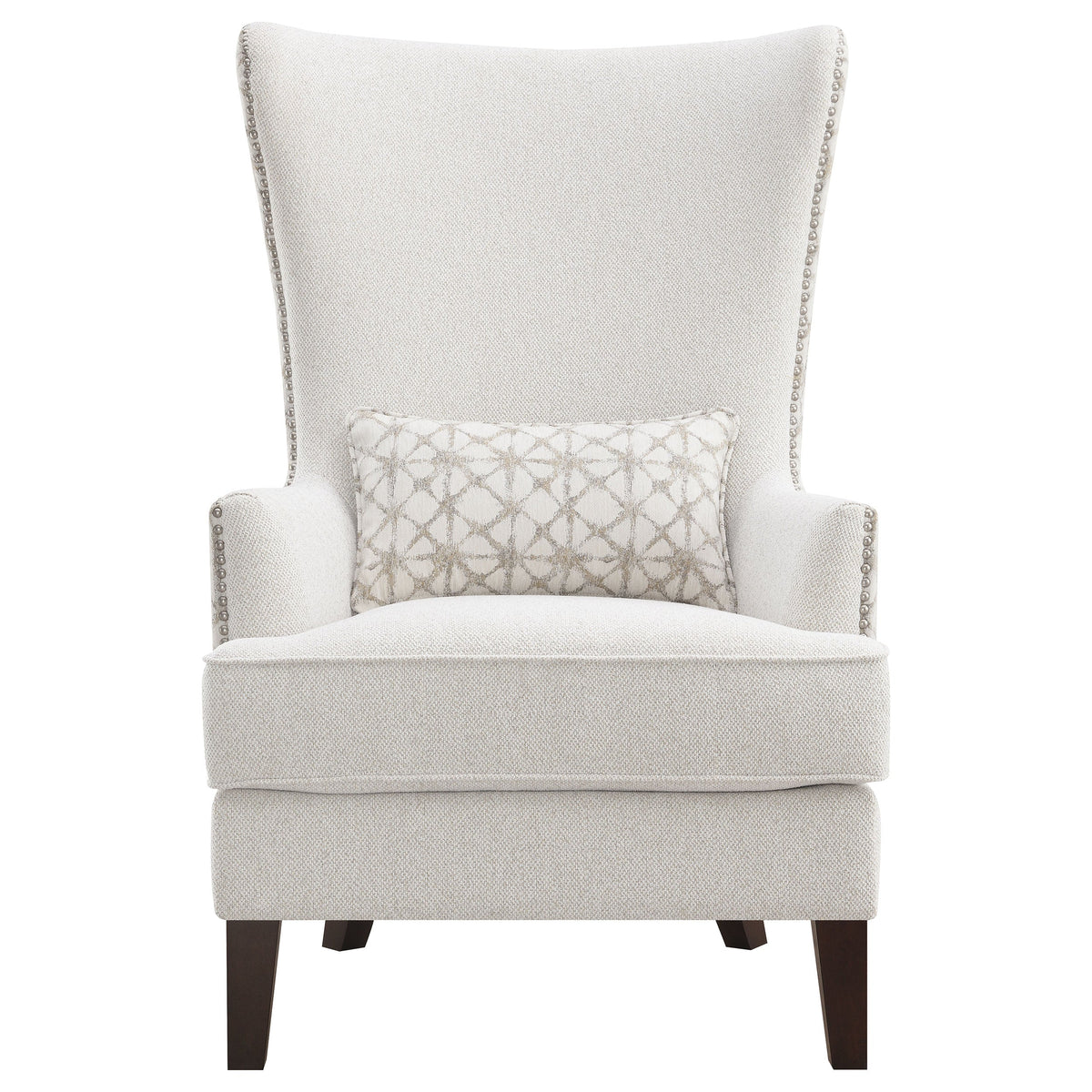 Sillón alto con respaldo alto tapizado Pippin, color Latte