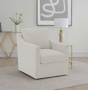 Sillón giratorio con brazos inclinados tapizado de invierno, color beige