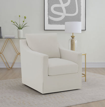 Sillón giratorio con brazos inclinados tapizado de invierno, color beige