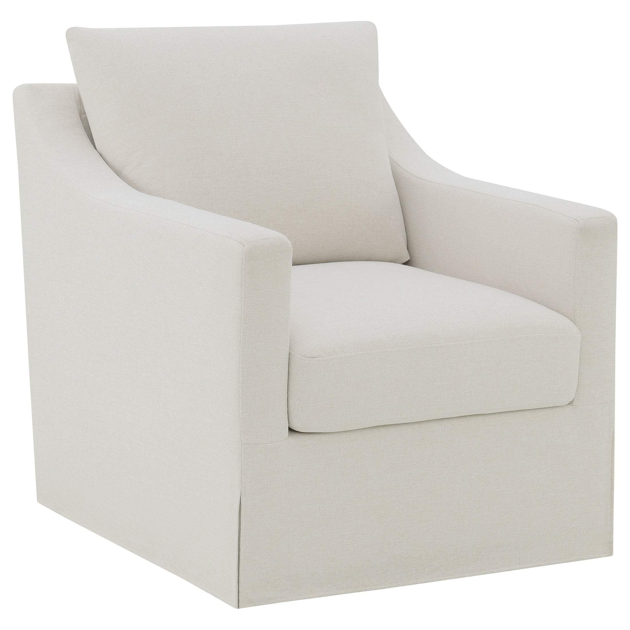 Sillón giratorio con brazos inclinados tapizado de invierno, color beige