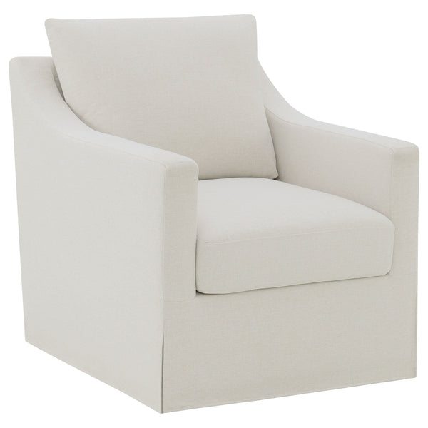Sillón giratorio con brazos inclinados tapizado de invierno, color beige