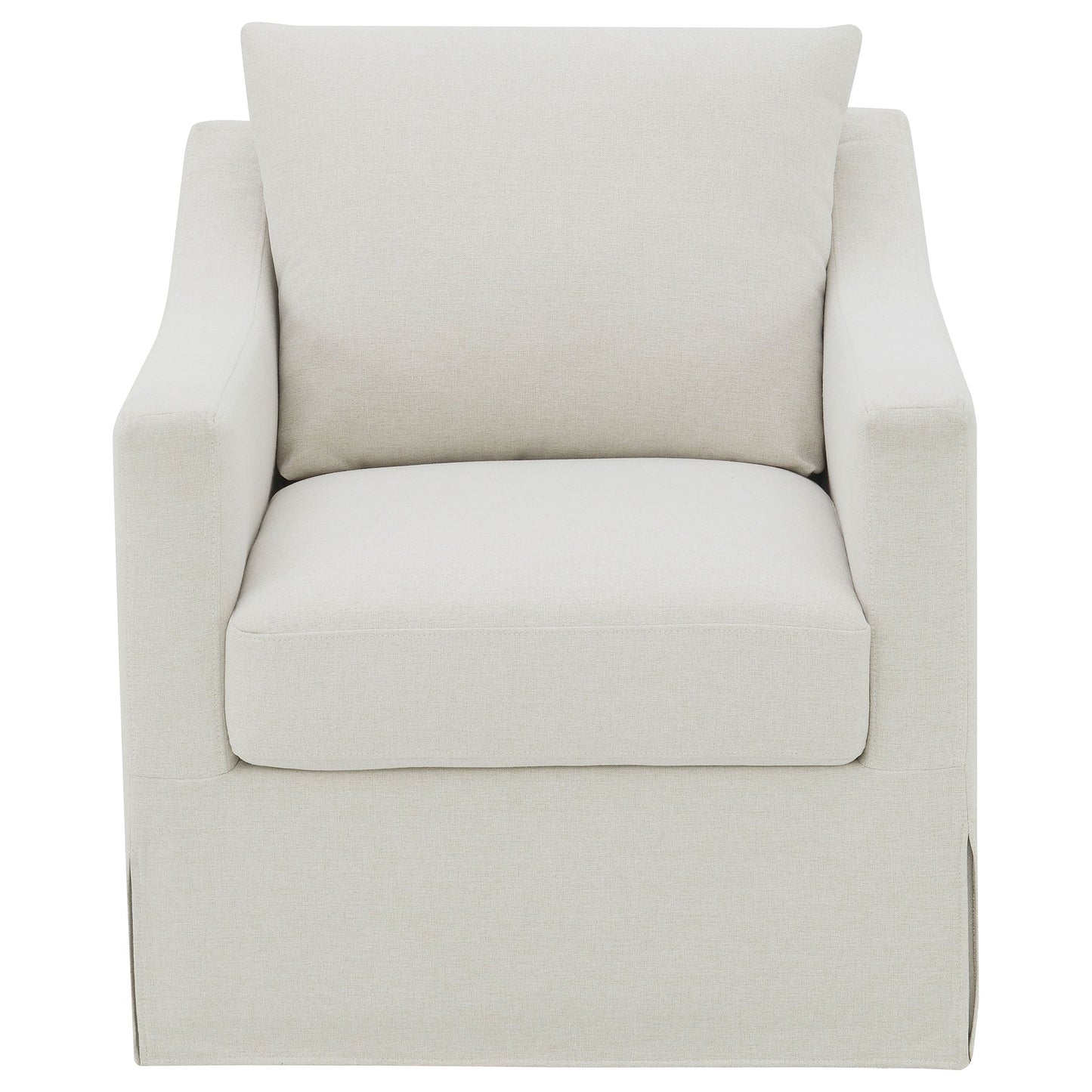Sillón giratorio con brazos inclinados tapizado de invierno, color beige