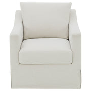 Sillón giratorio con brazos inclinados tapizado de invierno, color beige
