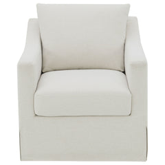 Sillón giratorio con brazos inclinados tapizado de invierno, color beige