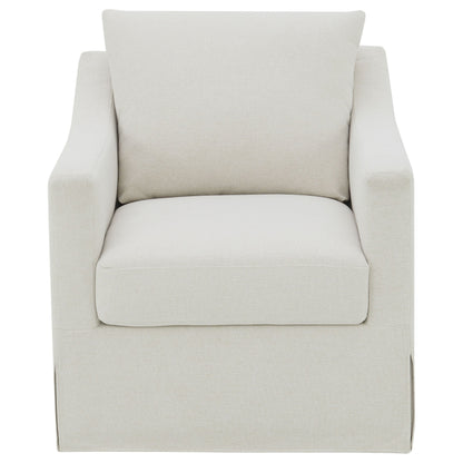 Sillón giratorio con brazos inclinados tapizado de invierno, color beige