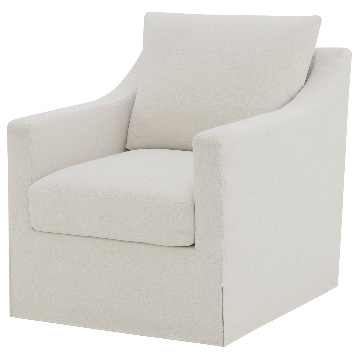 Sillón giratorio con brazos inclinados tapizado de invierno, color beige