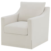 Sillón giratorio con brazos inclinados tapizado de invierno, color beige