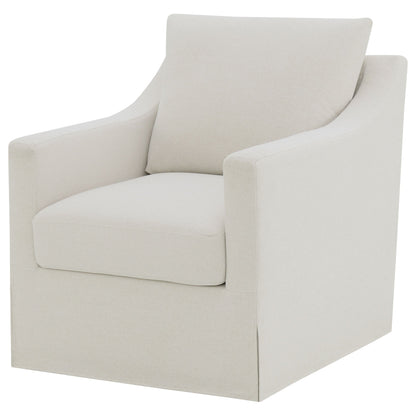 Sillón giratorio con brazos inclinados tapizado de invierno, color beige