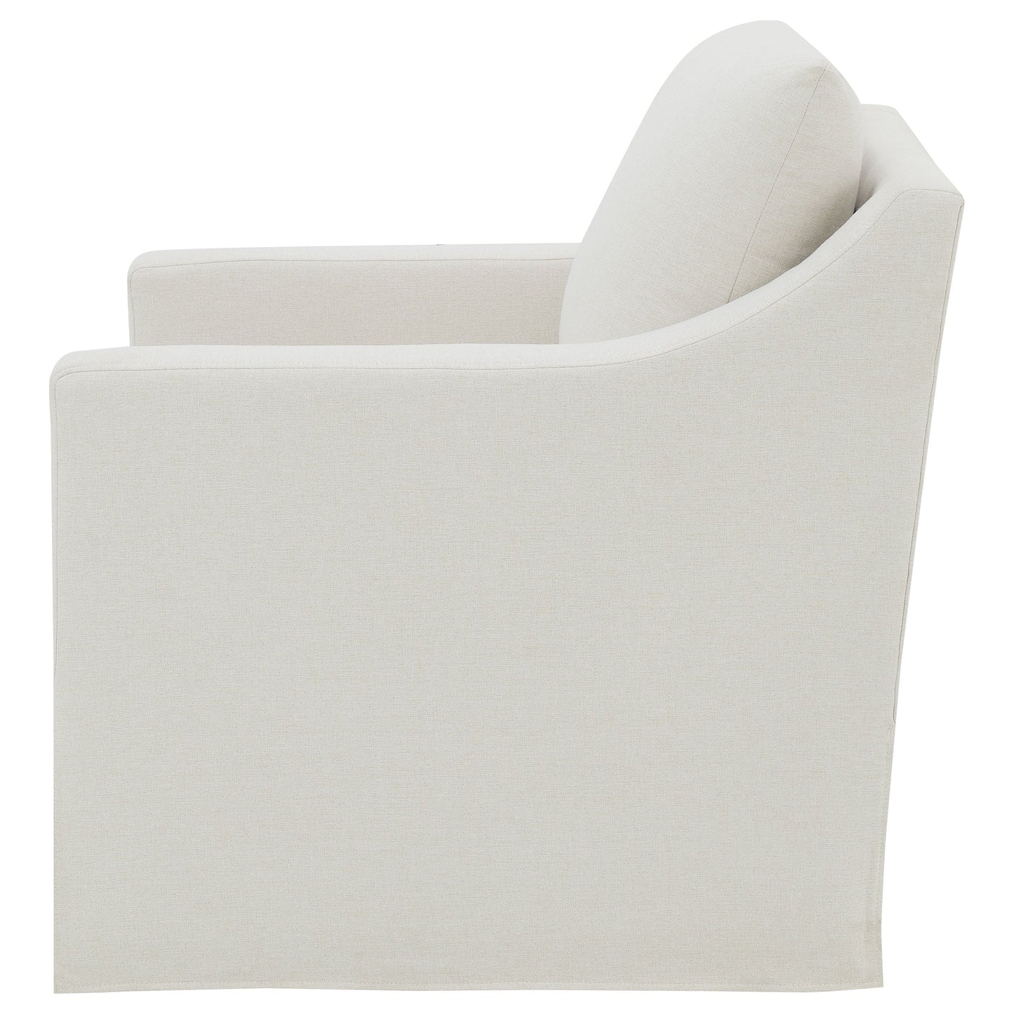Sillón giratorio con brazos inclinados tapizado de invierno, color beige