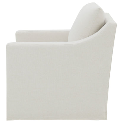 Sillón giratorio con brazos inclinados tapizado de invierno, color beige