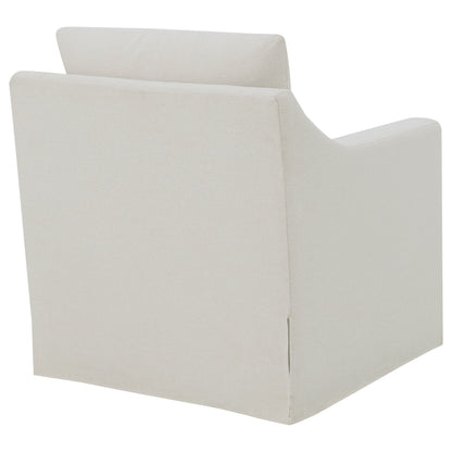 Sillón giratorio con brazos inclinados tapizado de invierno, color beige