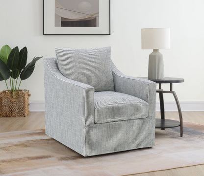 Sillón giratorio con brazos inclinados tapizado de invierno, color beige