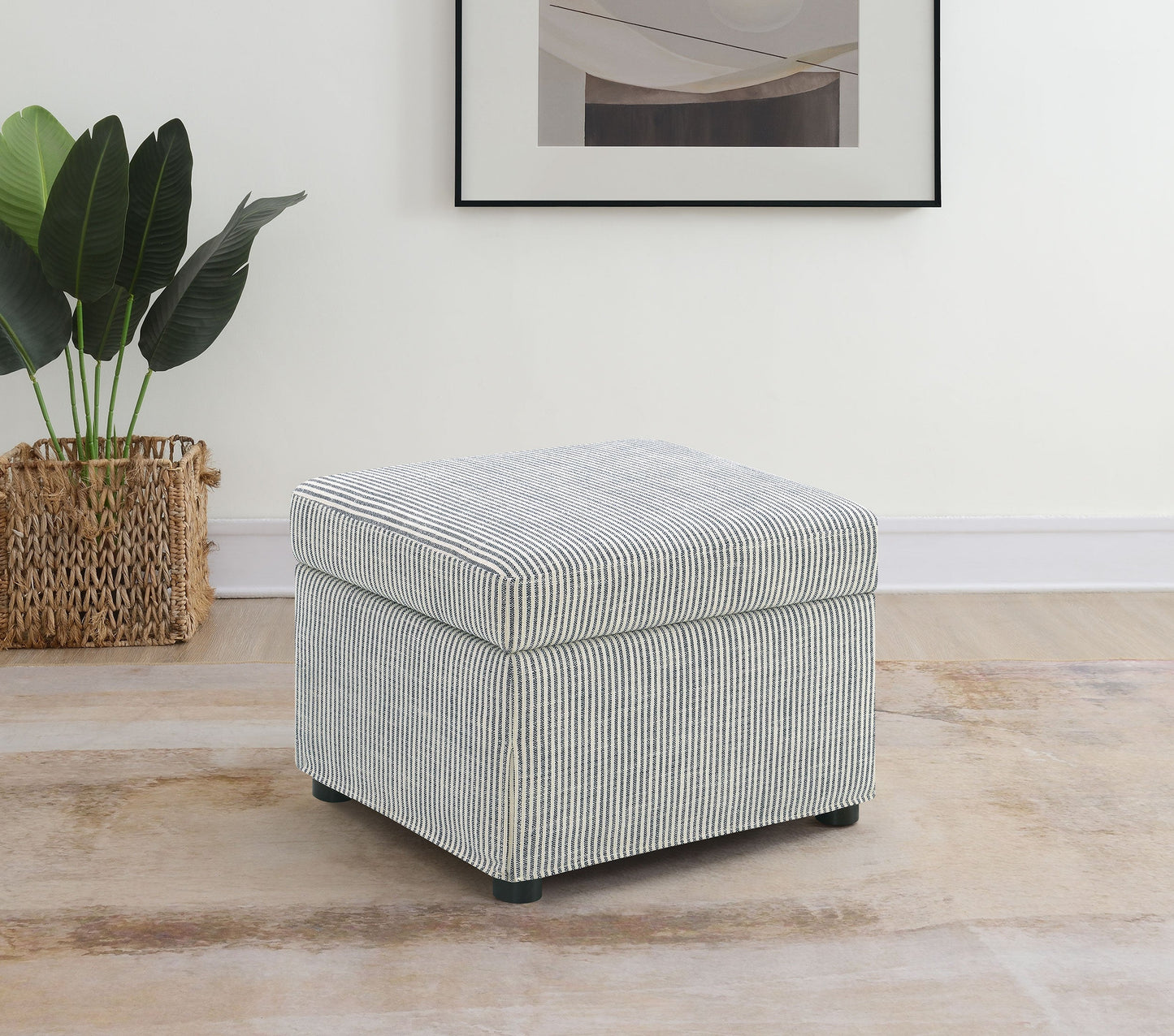 Winter Upholstered Hydraulic Lift Top Storage Ottoman Beige
